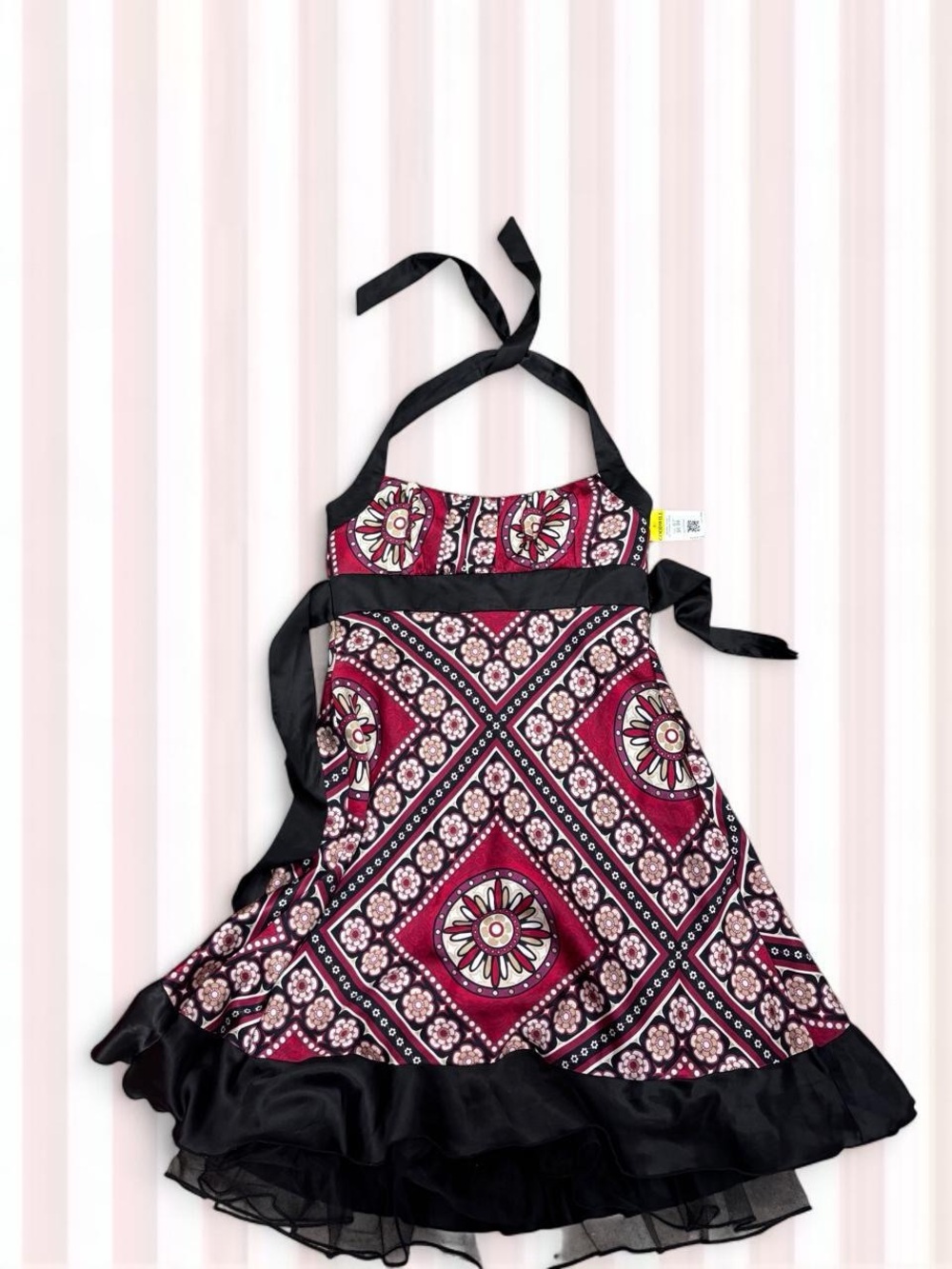 Trixxi Burgundy and Black Printed Halter Mini Dress